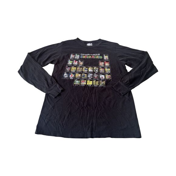 Nintendo Womans S Black Mario Characters Periodic Table Long Sleeve Graphic T - Picture 1 of 6